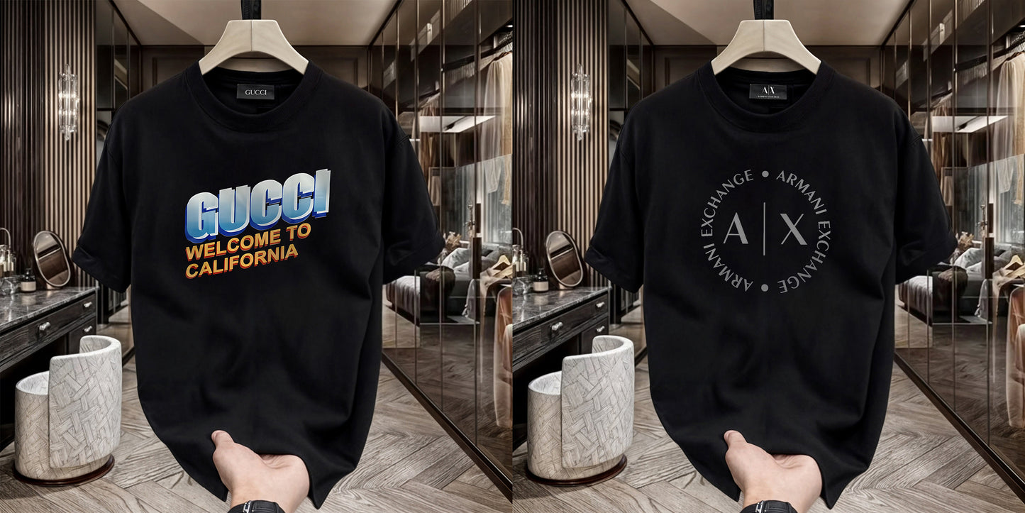 Men's Premium Selling T-Shirt (BD-Gucci California +Armani Round)