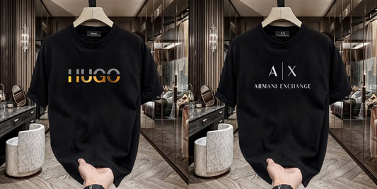 Men's Premium Selling T-shirt (BD-HUGO GOLD+AX White)