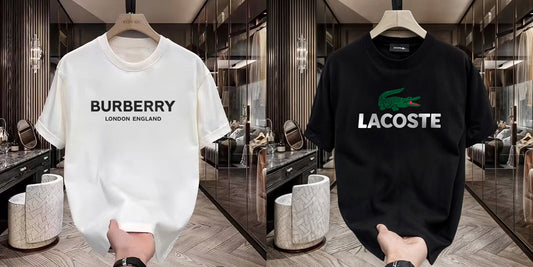 Men's Premium Selling T-Shirt (BD-BURBERRY LE +Lacoste)