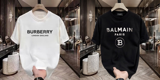 Men's Premium Selling T-Shirt (BD-BURBERRY LE +Balmain Silver)