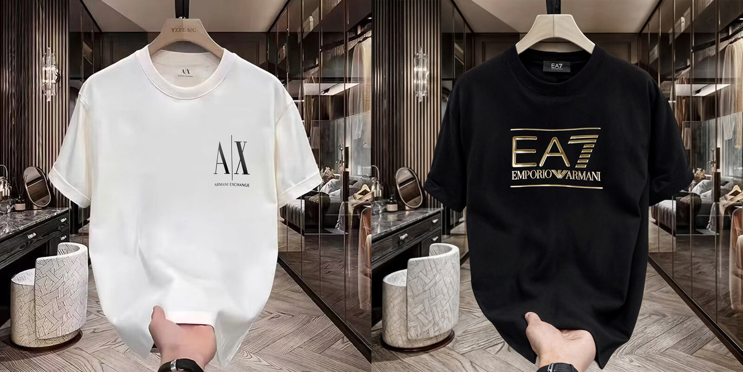 Men's Premium Selling T-Shirts (BD-SMALL AX BLACK+EA7)
