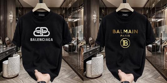 Men's Premium Selling T-Shirt (BD-Balenciaga New +Balmain Gold)