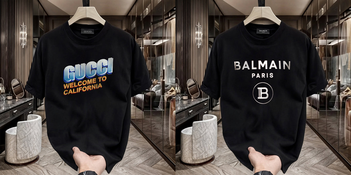 Men's Premium Selling T-Shirt (BD-Gucci California +Balmain Silver)