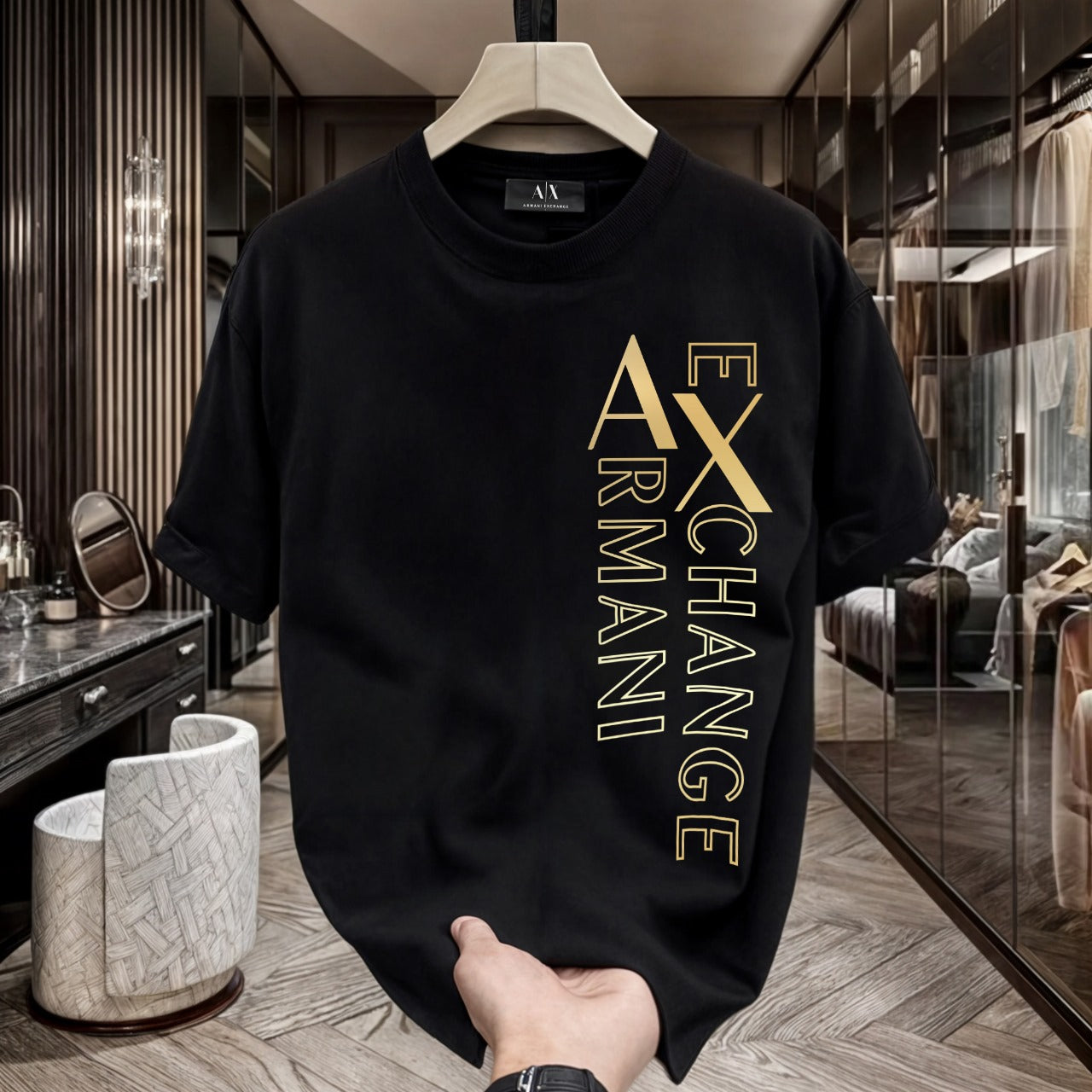 Men's Premium Selling T-Shirts (BD-SMALL AX BLACK+ARMANI EXCHANGE)