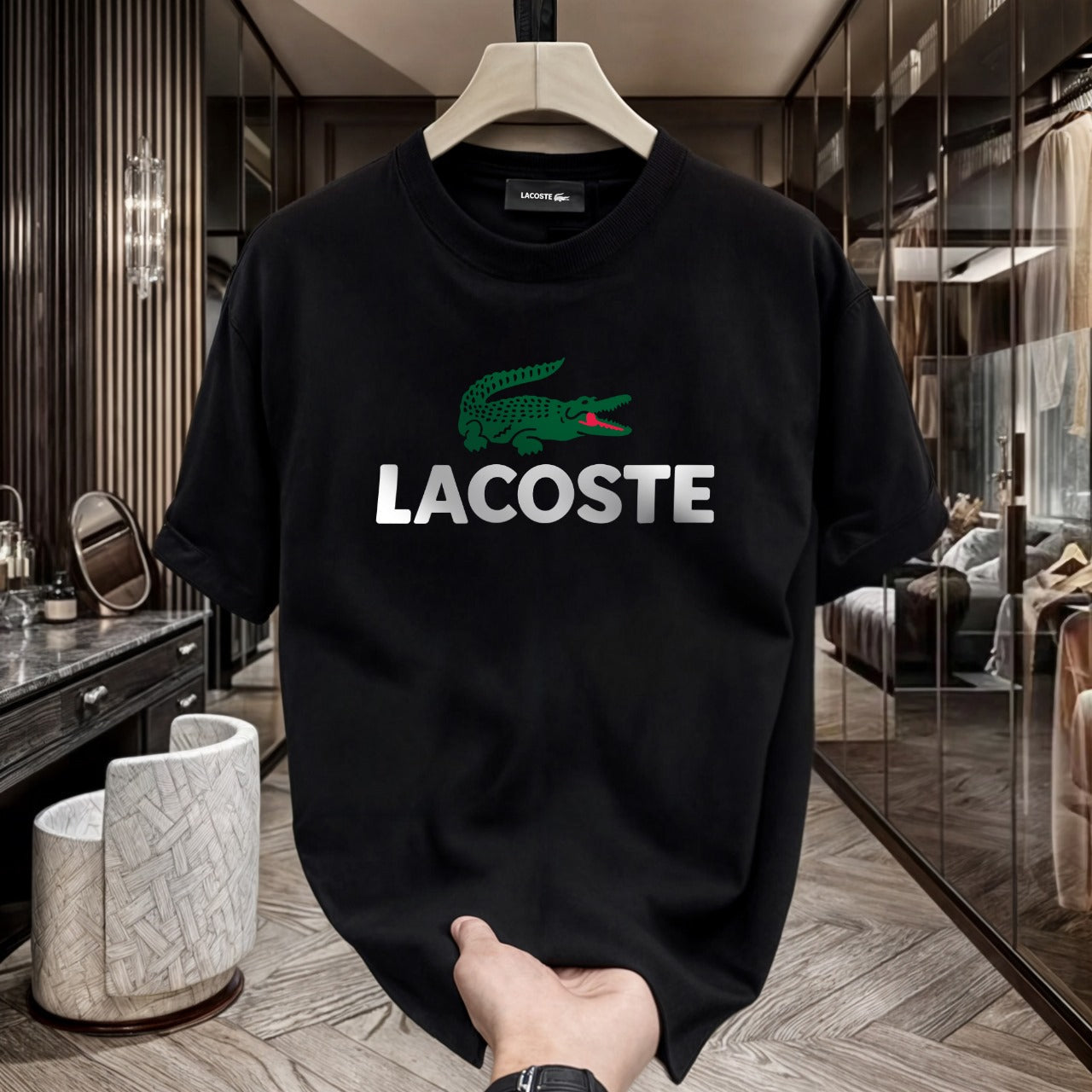 Men's Premium Selling T-Shirts (BD-SMALL AX BLACK+LACOSTE)