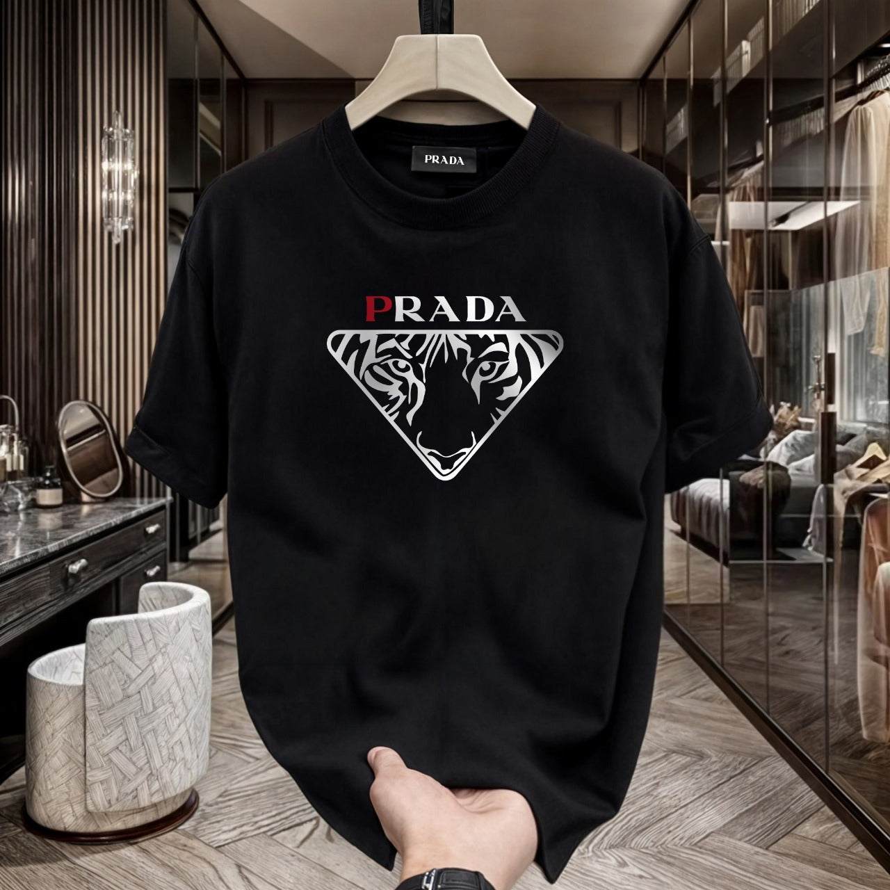 Men's Premium Selling T-Shirts (BD-PRADA+ARMANI EXCHANGE SILVER)