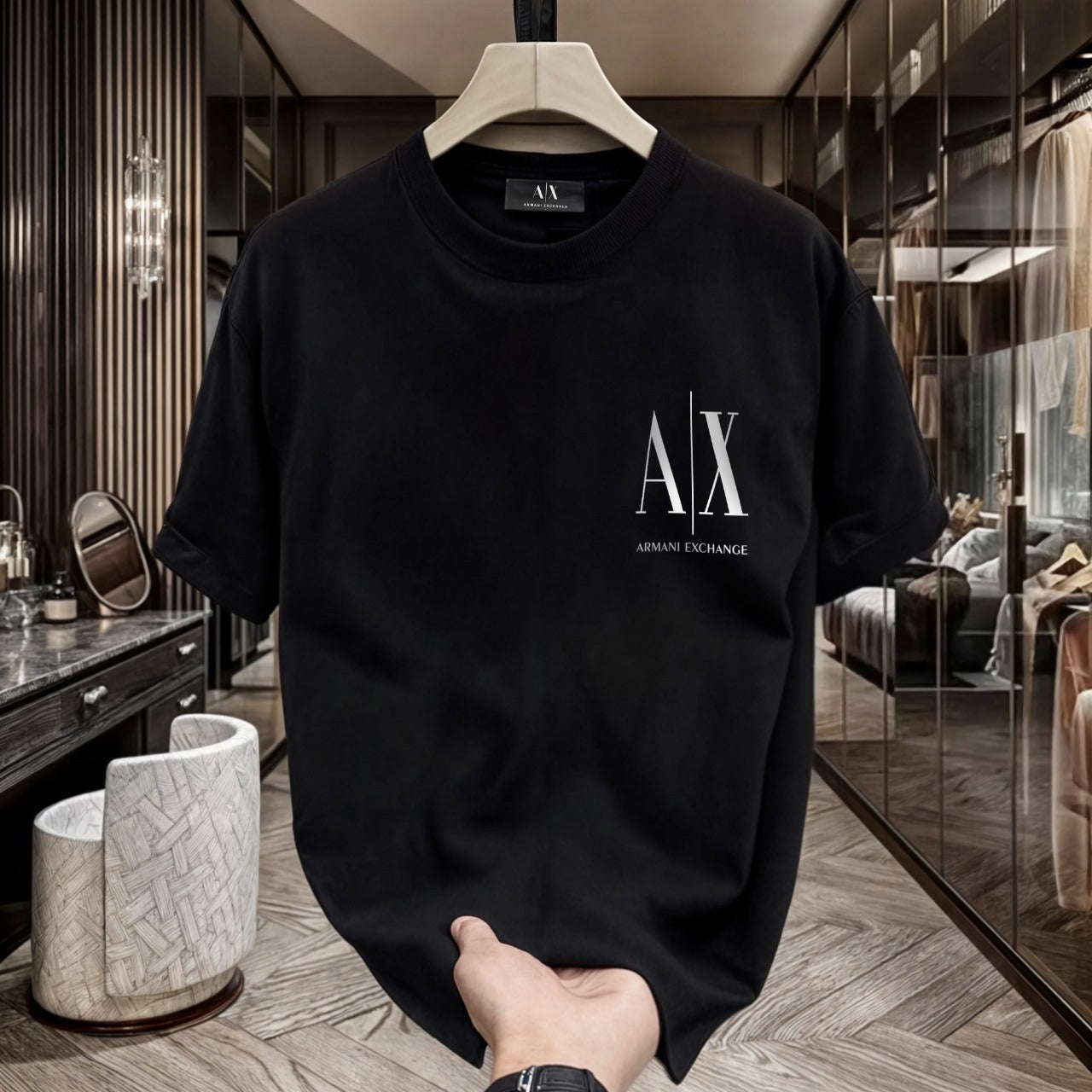 Men's Premium Selling T-Shirts (BD-SMALL AX WHITE+ARMANI ROUND)