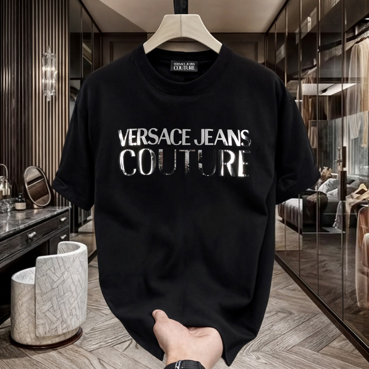 Men's Premium Selling T-Shirts (BD-SMALL AX WHITE+VERSACE SILVER)
